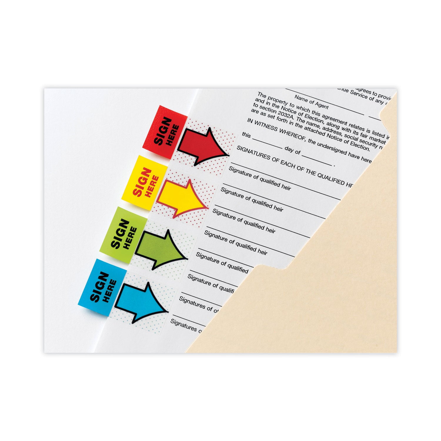 Arrow Message 1" Page Flags, "Sign and Date", Green, 50 Flags/Dispenser, 2 Dispensers/Pack