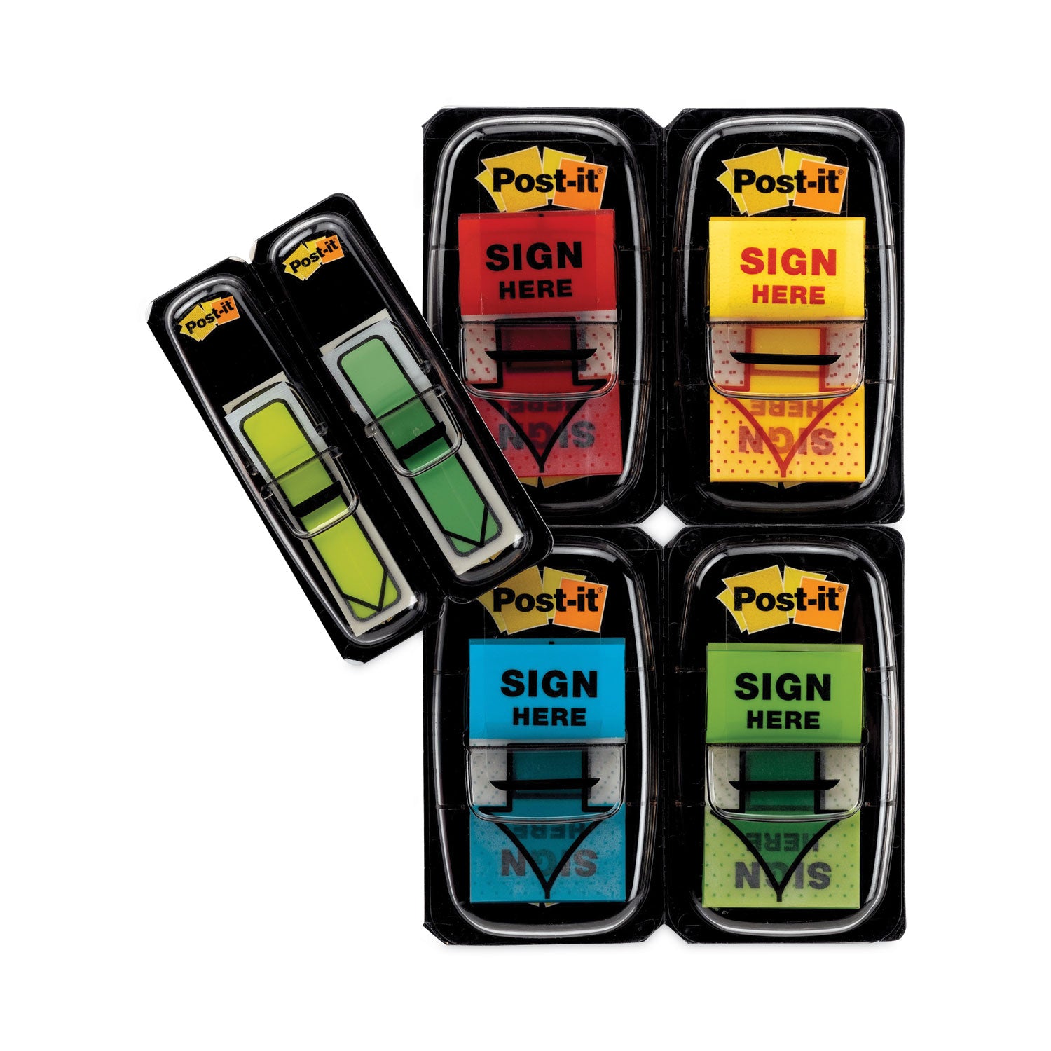 Arrow Message 1" Page Flags, 200 "Sign Here", 48 Arrow, Four Colors, 248/Pack