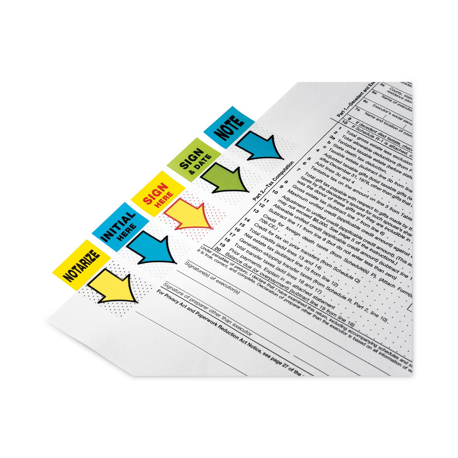 Arrow Message 1" Page Flags, Sign Here, Yellow, 50 Flags/Dispenser, 12 Dispensers/Pack