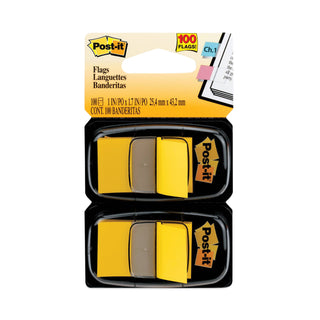 Standard Page Flags in Dispenser, Yellow, 50 Flags/Dispenser, 2 Dispensers/Pack - 