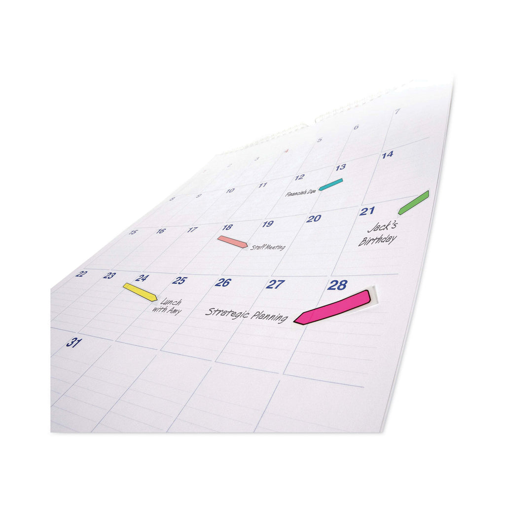 Arrow 0.5" Page Flags, Five Assorted Bright Colors, 20/Color, 100/Pack - 