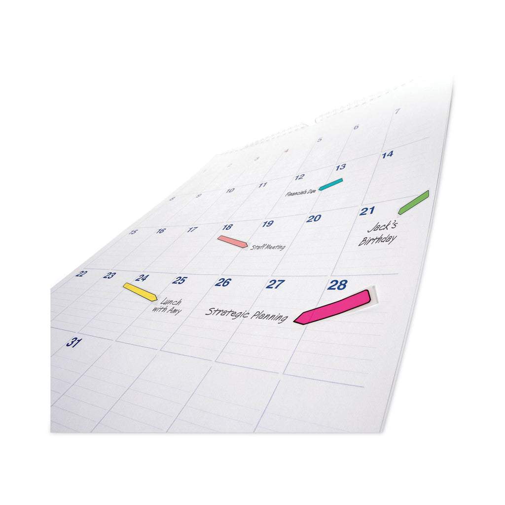 Arrow 0.5" Page Flags, Five Assorted Bright Colors, 20/Color, 100/Pack - 