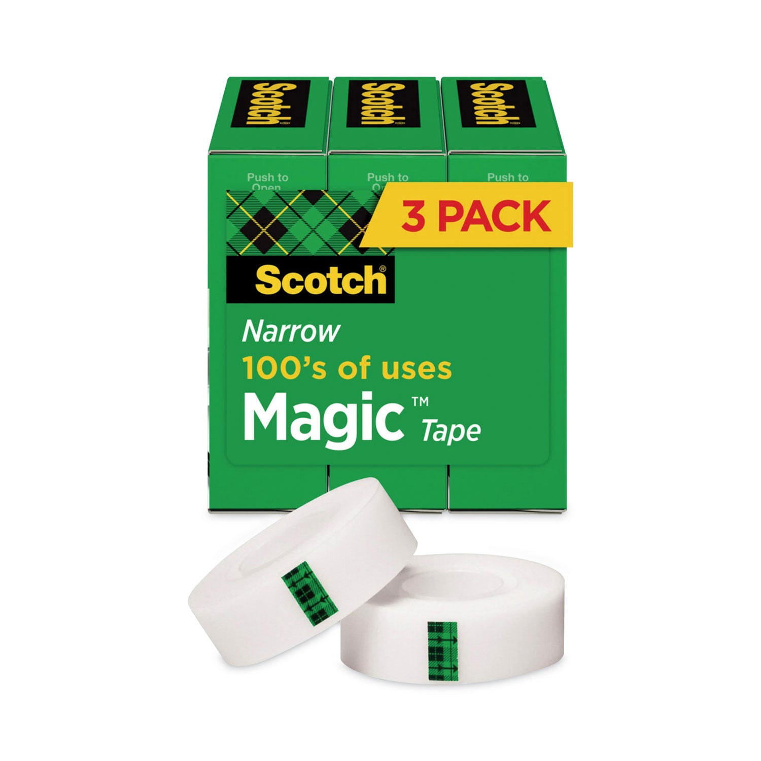 Magic Tape Refill, 1" Core, 0.5" x 36 yds, Clear, 3/Pack - 