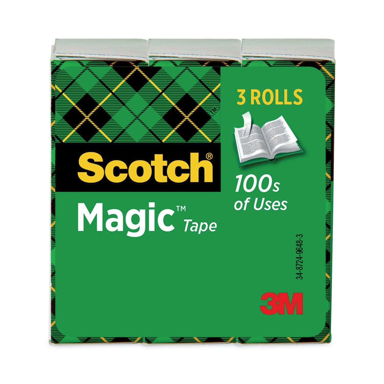 Magic Tape Refill, 1" Core, 0.75" x 83.33 ft, Clear, 3/Pack - 