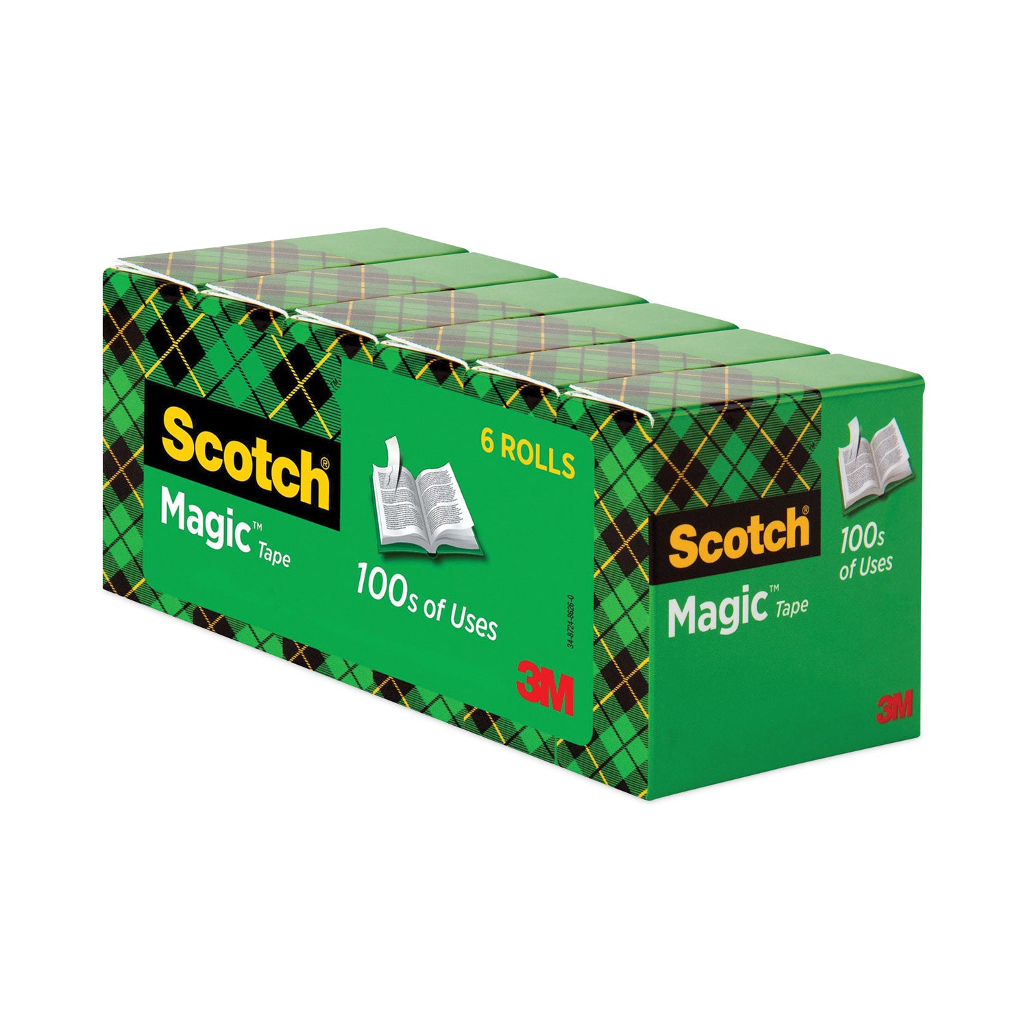 Magic Tape Refill, 1" Core, 0.75" x 83.33 ft, Clear, 6/Pack