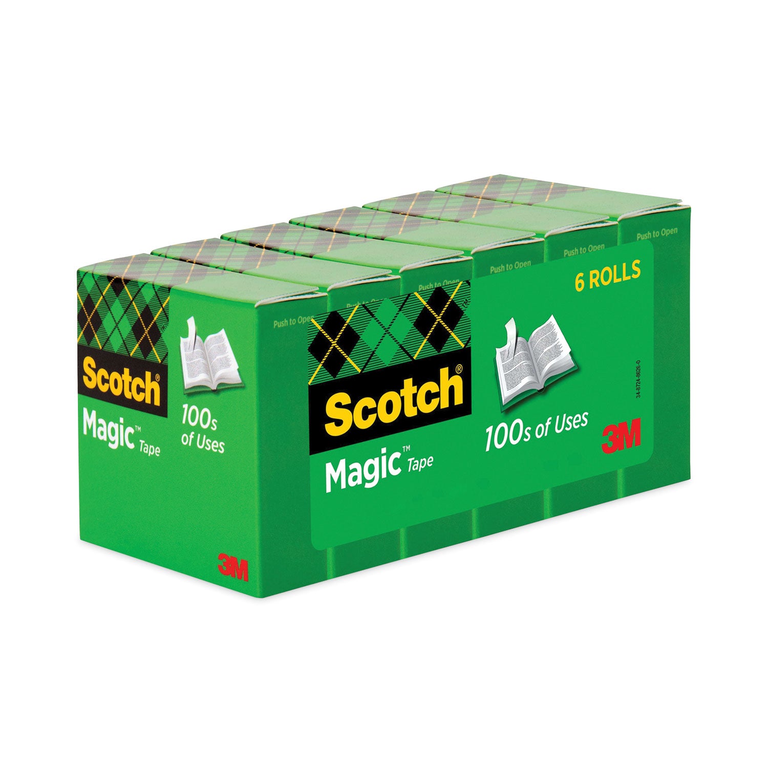 Magic Tape Refill, 1" Core, 0.75" x 83.33 ft, Clear, 6/Pack