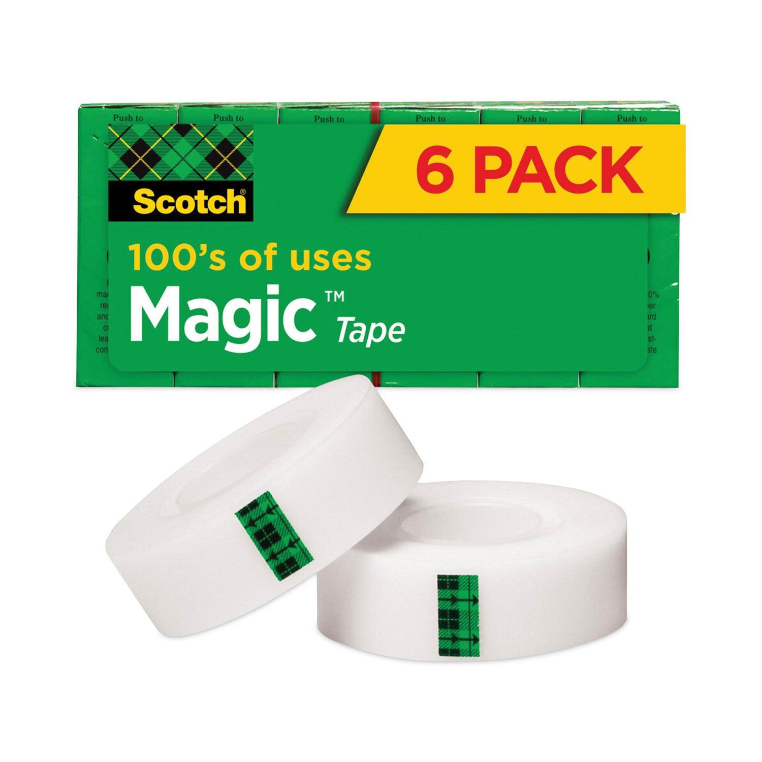Magic Tape Refill, 1" Core, 0.75" x 83.33 ft, Clear, 6/Pack - 