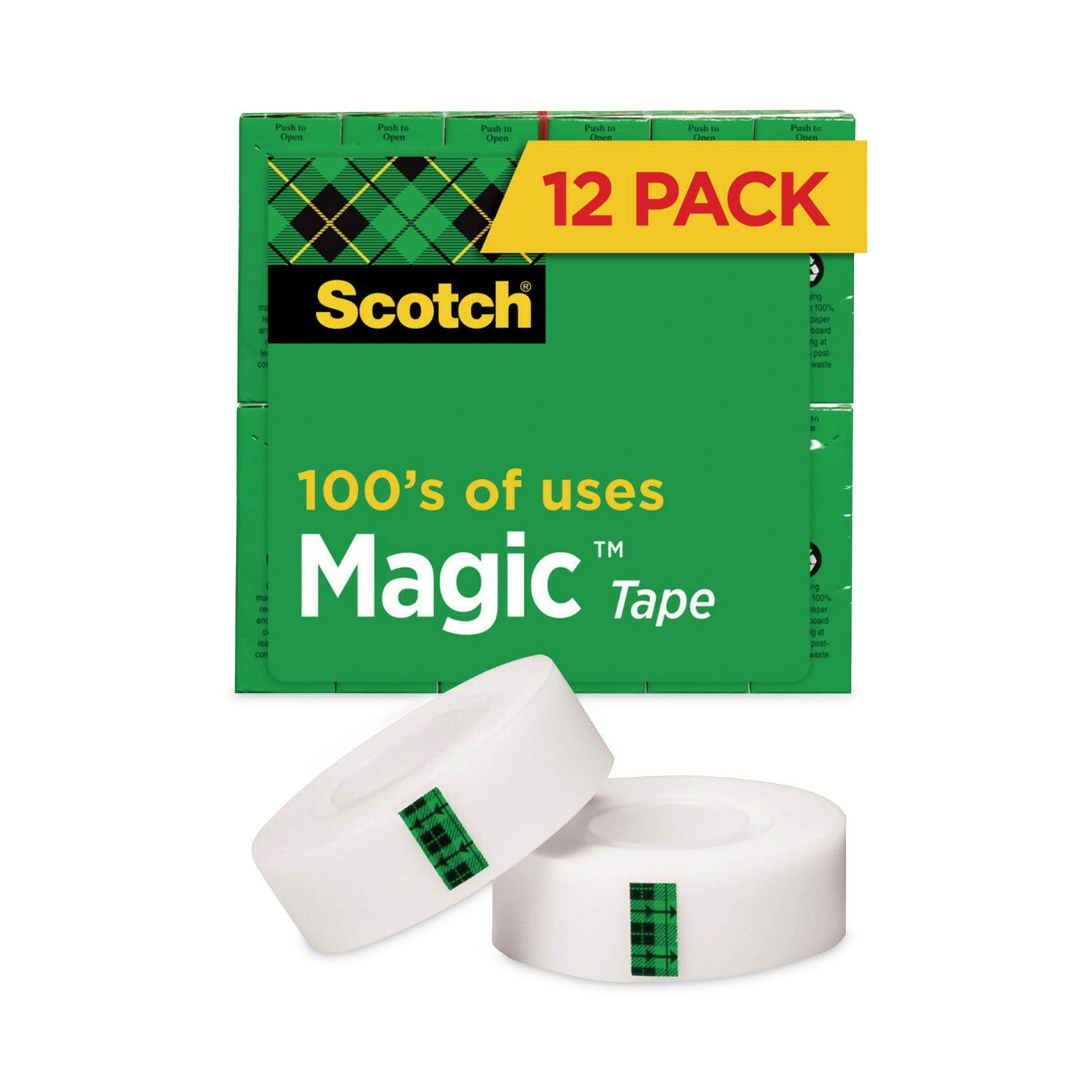 Magic Tape Value Pack, 1" Core, 0.75" x 83.33 ft, Clear, 12/Pack - 