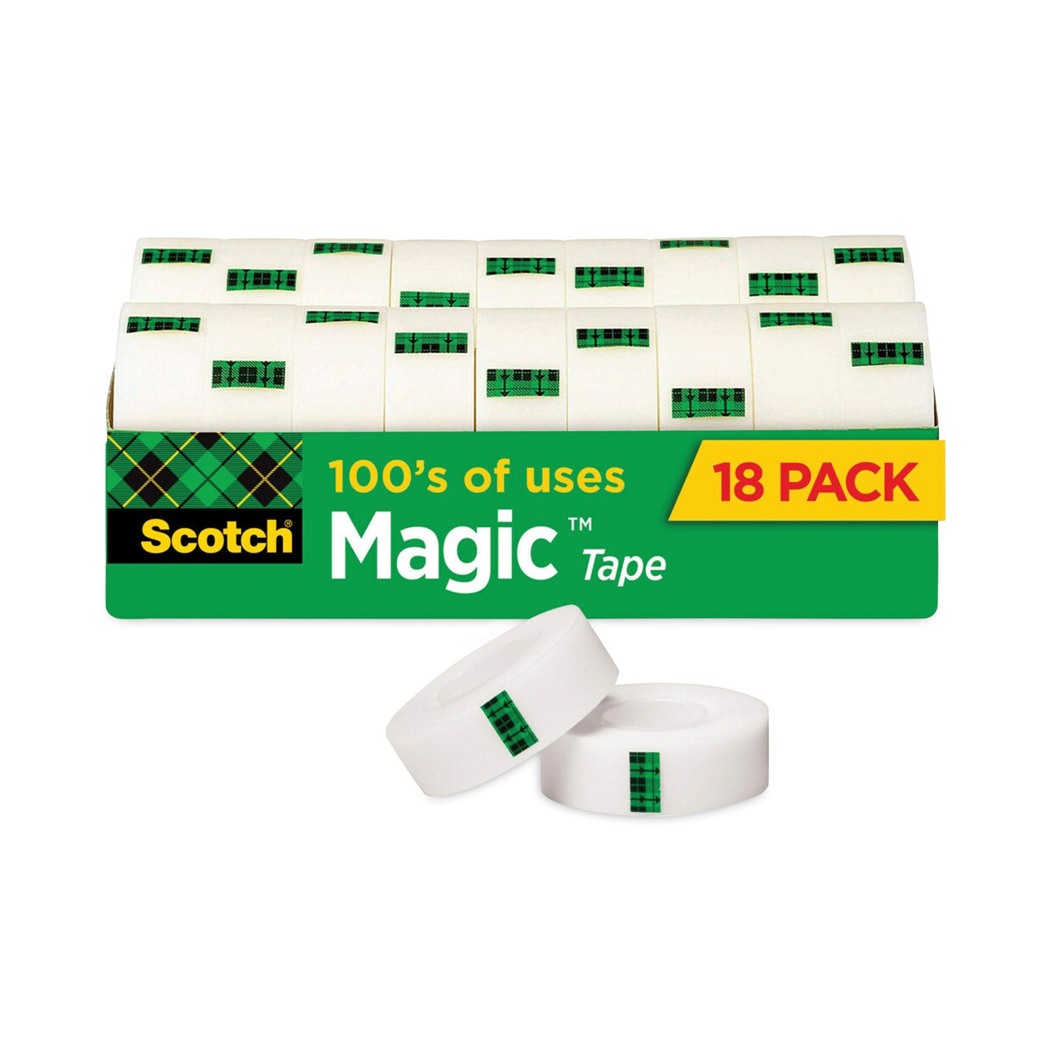 Magic Tape Cabinet Pack, 1" Core, 0.75" x 83.33 ft, Clear, 18/Pack - 