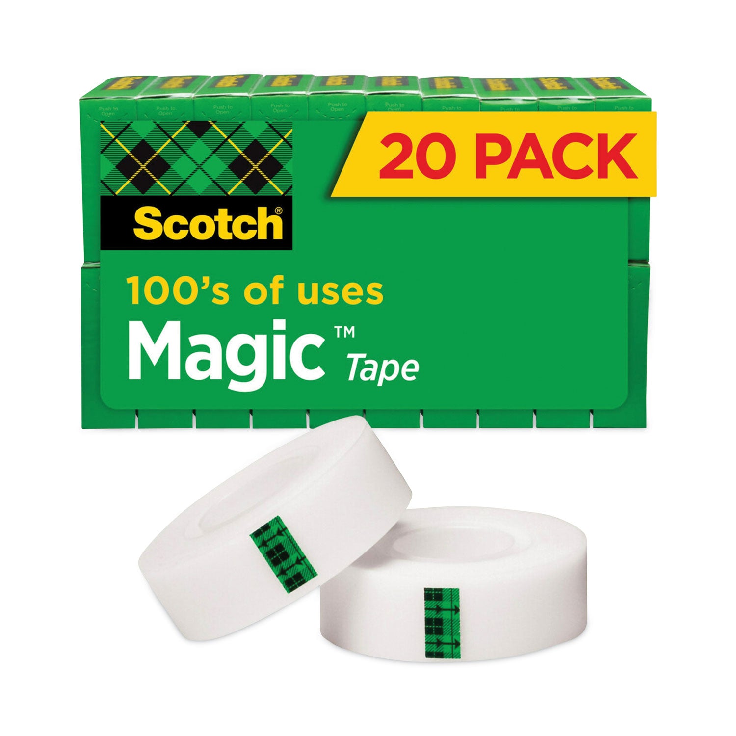 Magic Tape Value Pack, 1" Core, 0.75" x 83.33 ft, Clear, 20/Pack - 
