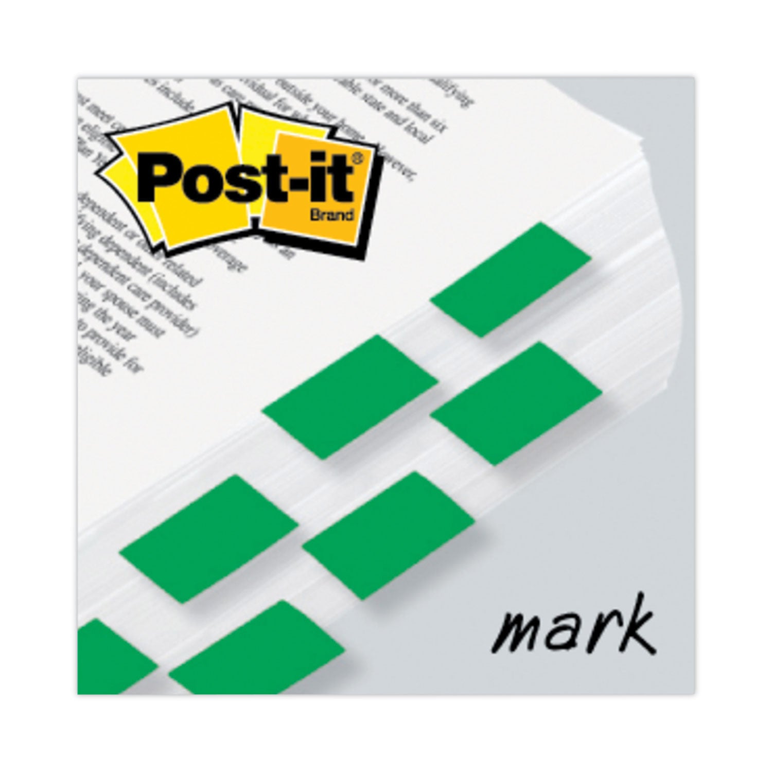 Marking Page Flags in Dispensers, Green, 50 Flags/Dispenser, 12 Dispensers/Pack - 