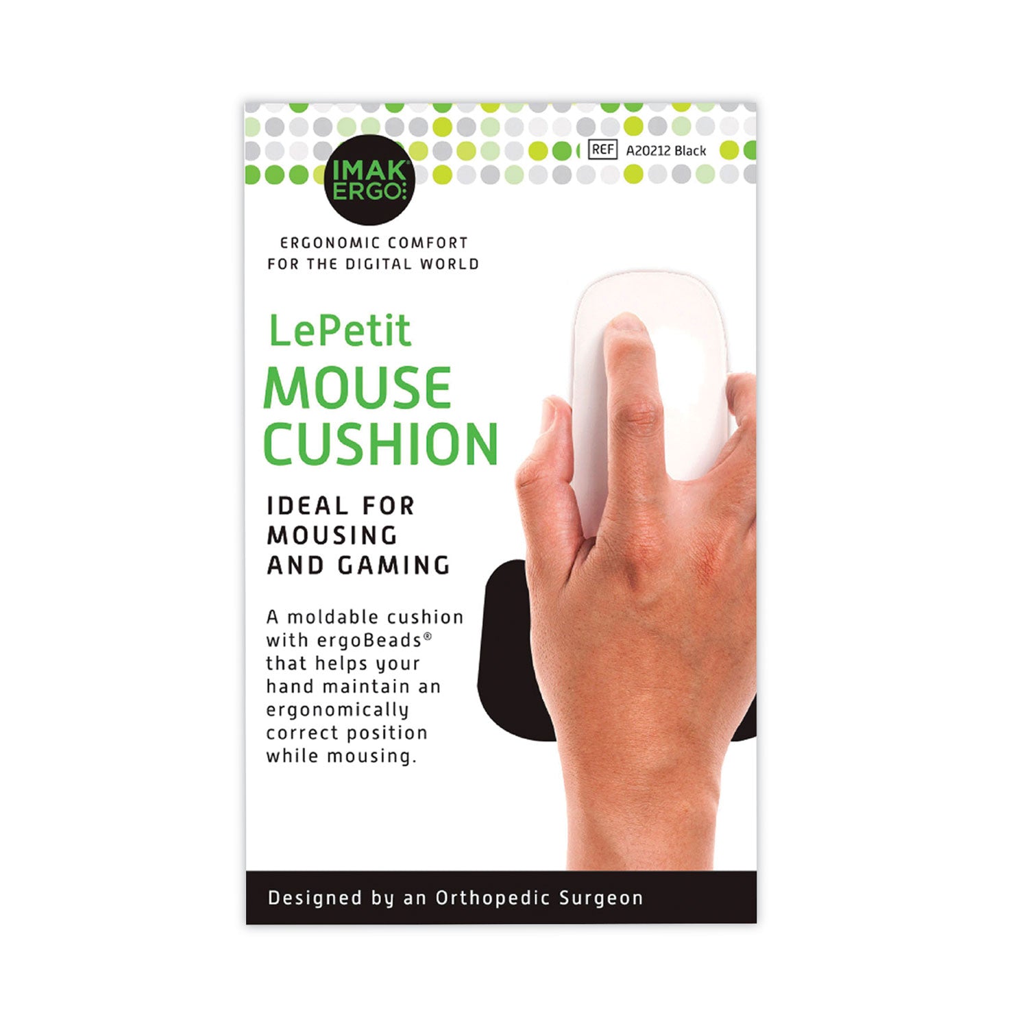 Le Petit Mouse Wrist Cushion, 4.25 x 2.5, Black - 