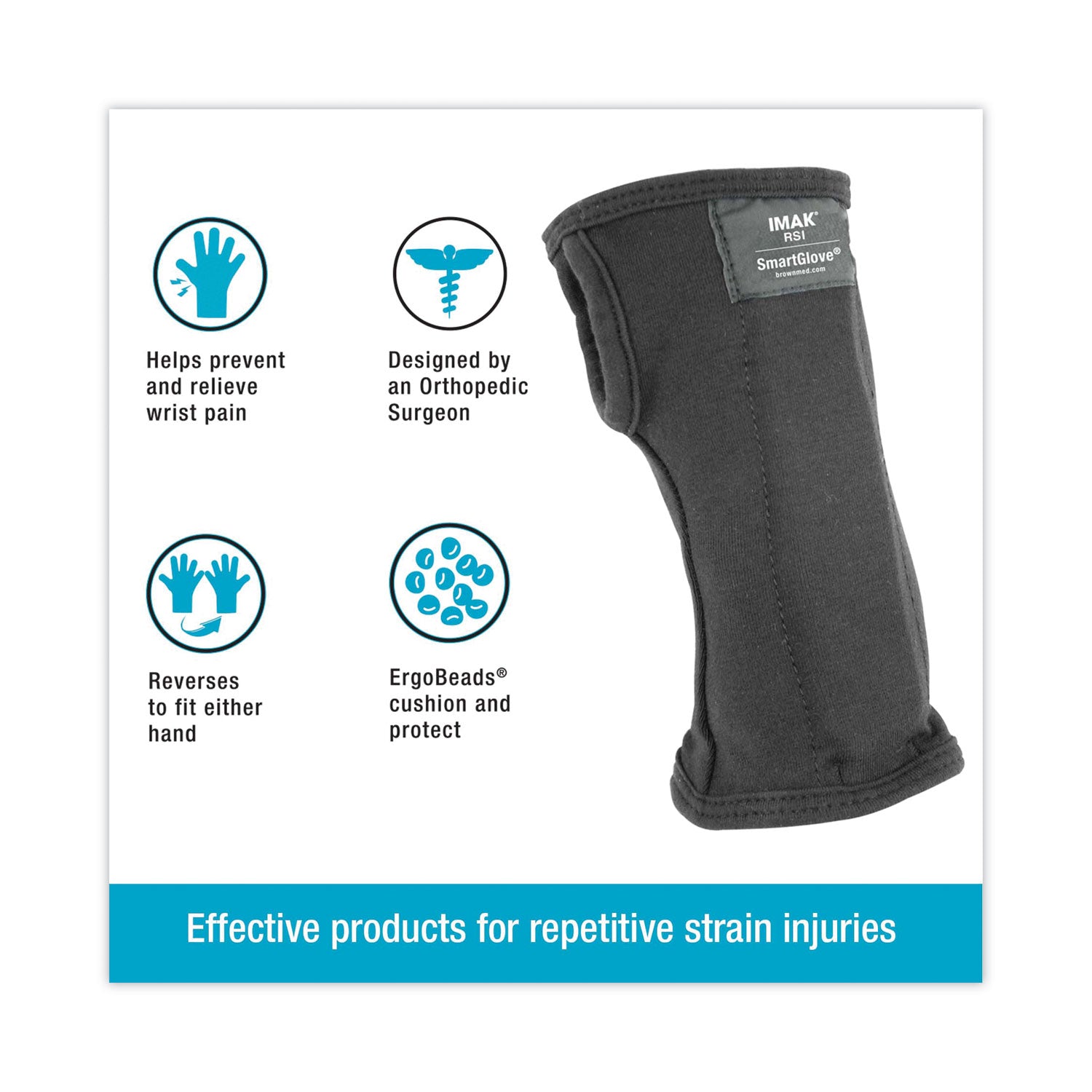 SmartGlove Wrist Wrap, Small, Fits Hands Up to 3.25" Wide, Black - 