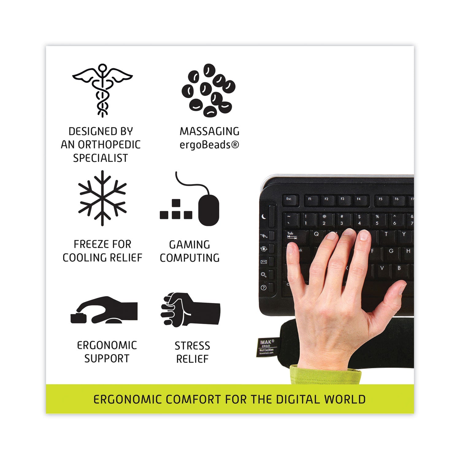 Keyboard Wrist Cushion, 17.75 x 3, Black - 