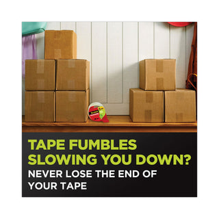Sure Start Packaging Tape with Dispenser, 1.5" Core, 1.88" x 22.2 yds, Clear, 6/Pack