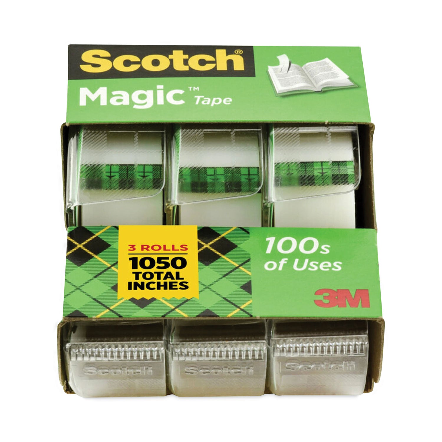 Magic Tape in Handheld Dispenser, 1" Core, 0.75" x 25 ft, Clear, 3/Pack - 