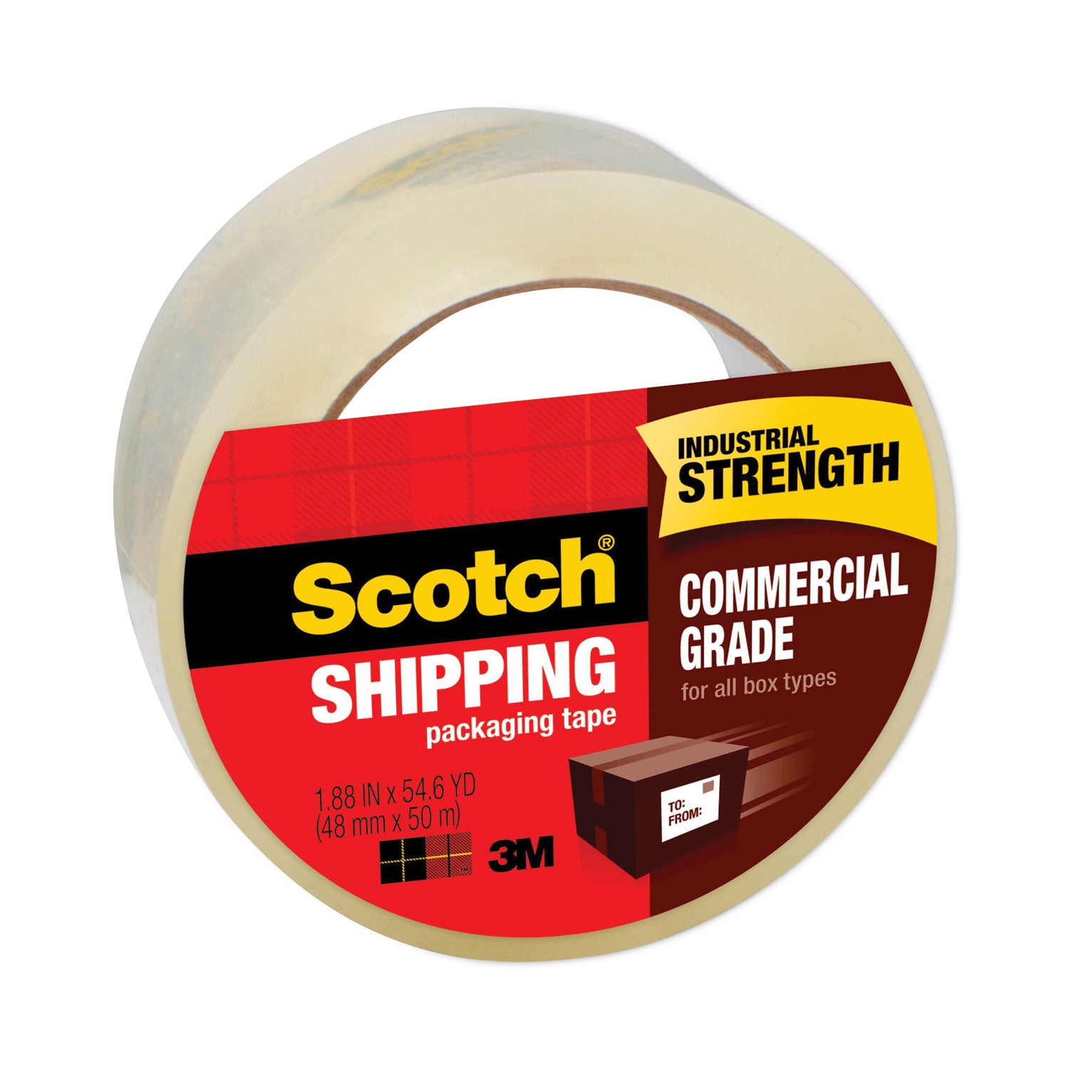 3750 Commercial Grade Packaging Tape, 3" Core, 1.88" x 54.6 yds, Clear - 