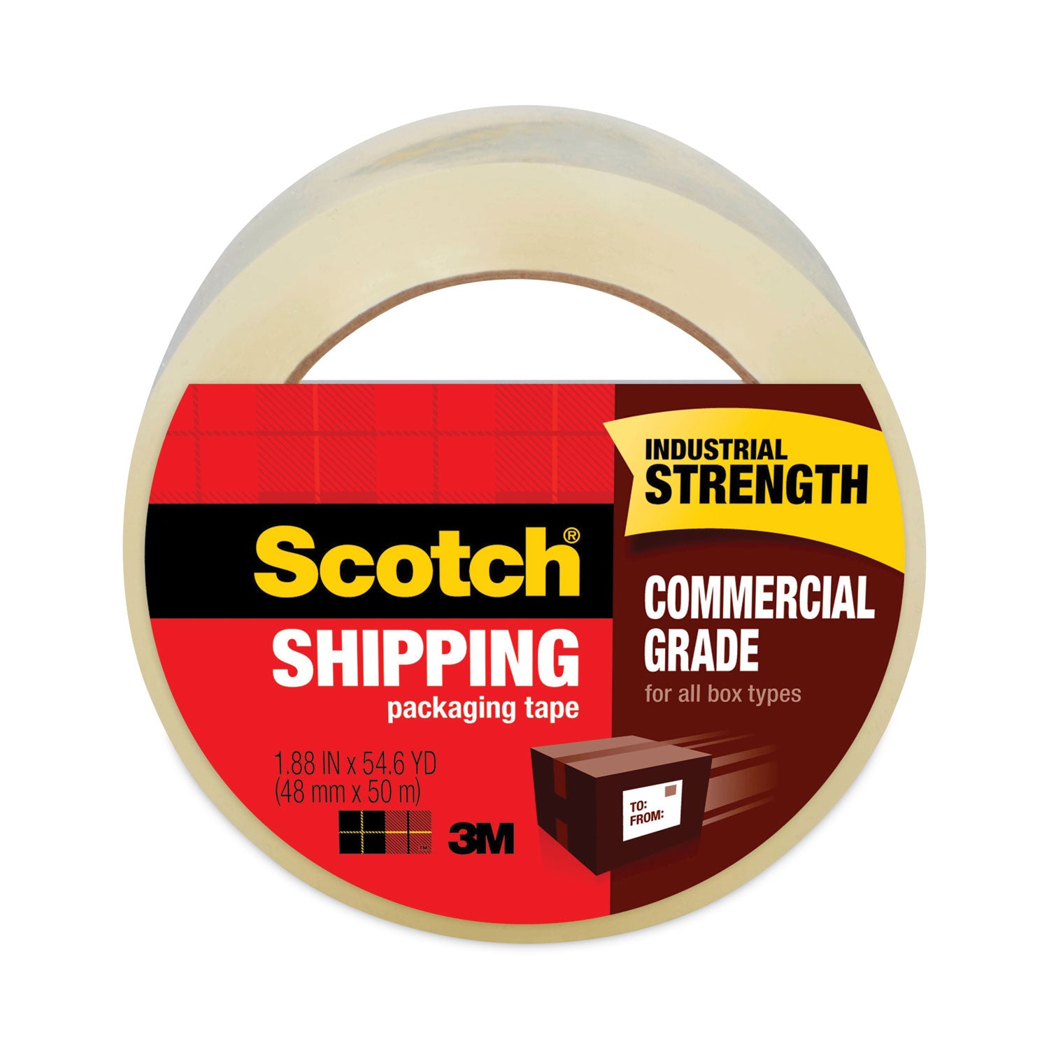 3750 Commercial Grade Packaging Tape, 3" Core, 1.88" x 54.6 yds, Clear - 