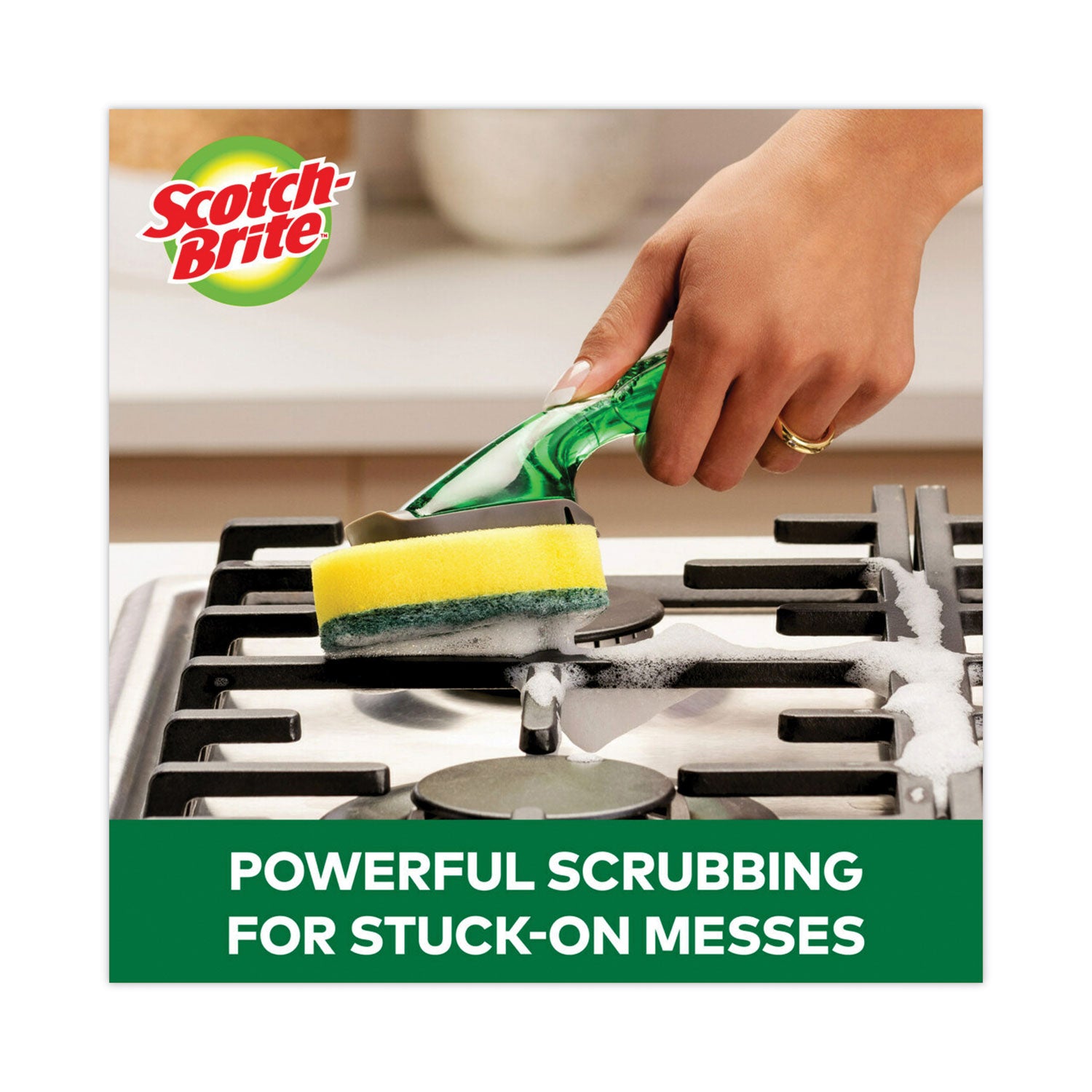 Soap-Dispensing Dishwand Sponge Refills, 2.9 x 2.2, Green, 2/Pack