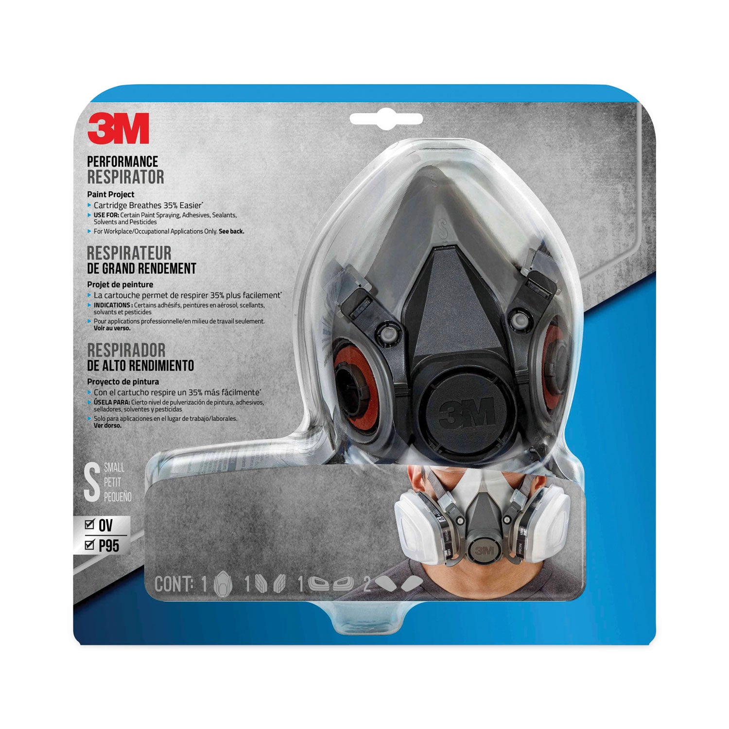 Half Facepiece Paint Spray/Pesticide Respirator, Small - 2