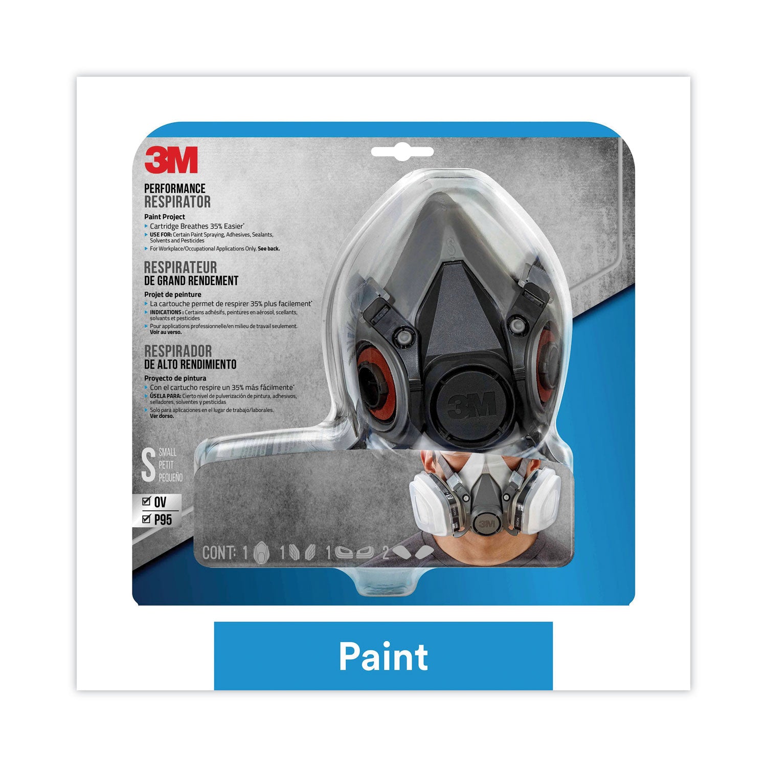 Half Facepiece Paint Spray/Pesticide Respirator, Small - 1