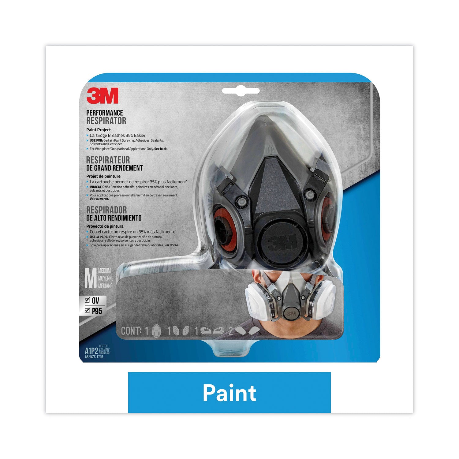 Half Facepiece Paint Spray/Pesticide Respirator, Medium - 1