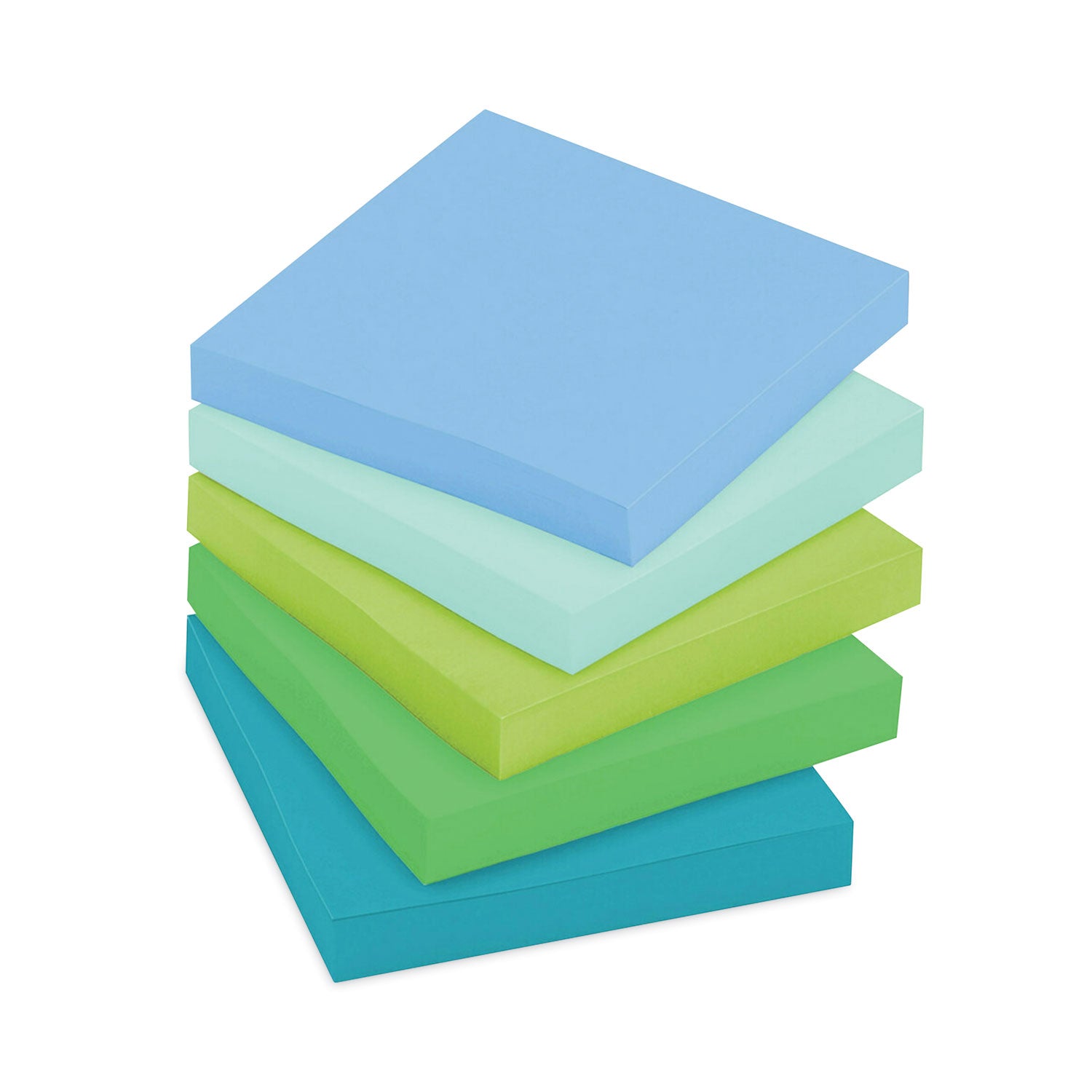 Recycled Notes in Oasis Collection Colors, 3 x 3, 90 Sheets/Pad, 5 Pads/Pack - 