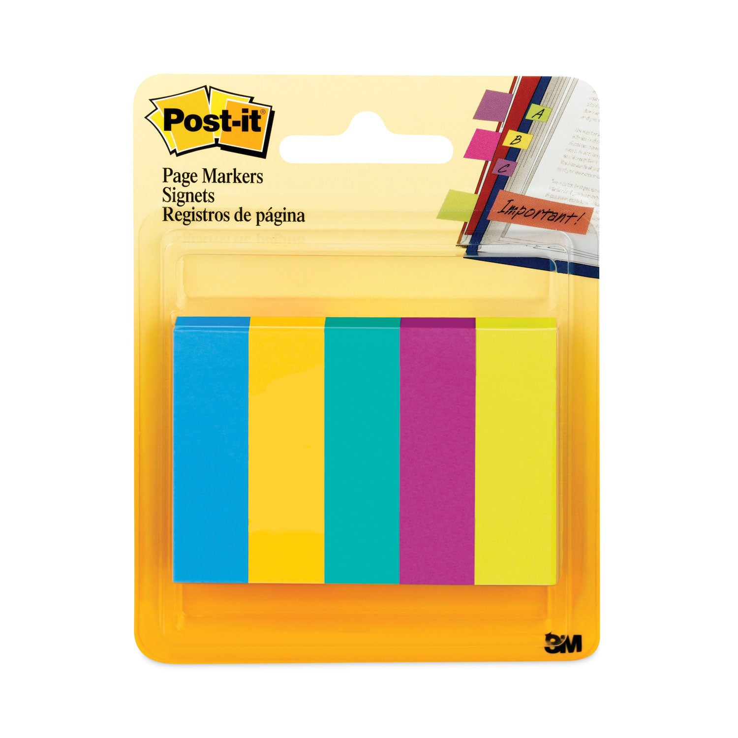 Page Flag Markers, Assorted Colors,100 Flags/Pad, 5 Pads/Pack - 