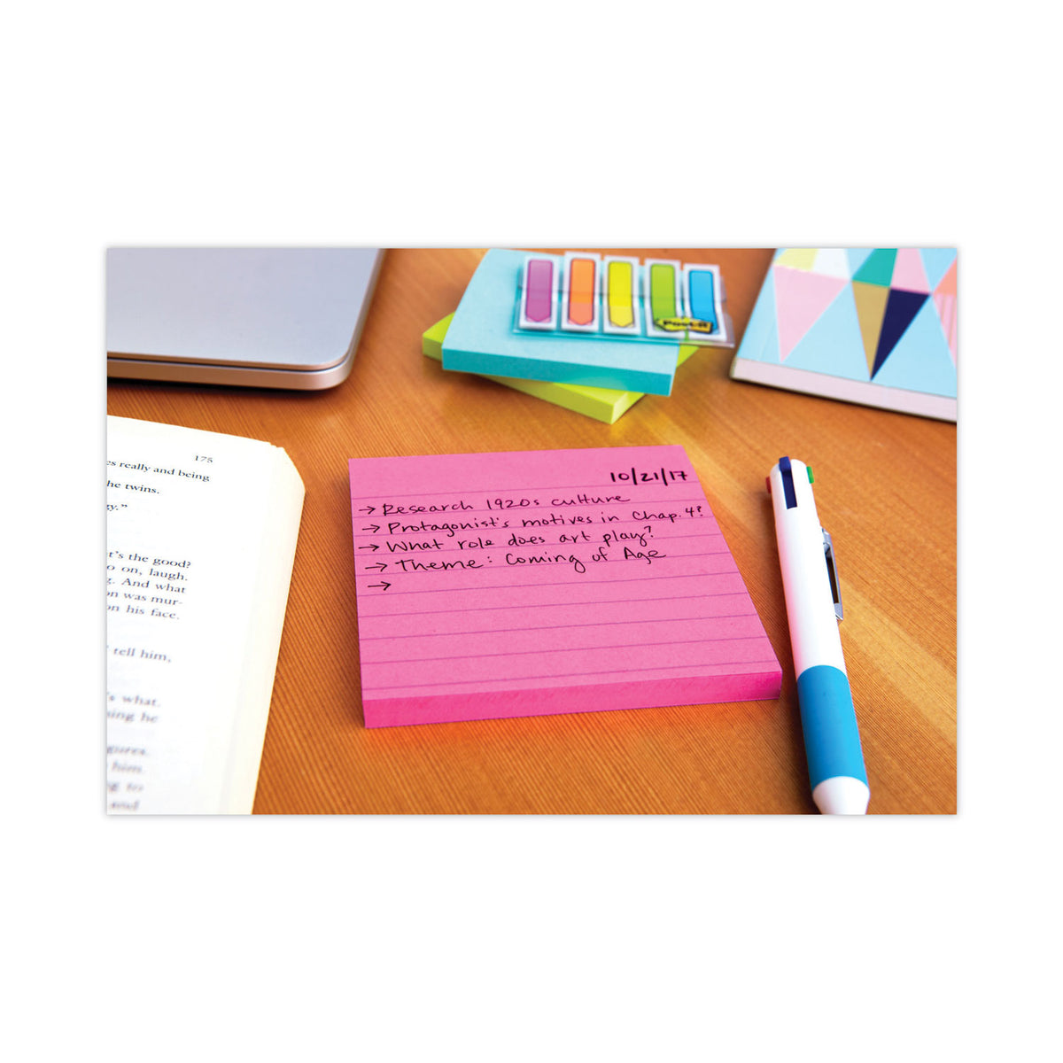 Pads in Energy Boost Collection Colors, Note Ruled, 4" x 4", 90 Sheets/Pad, 6 Pads/Pack