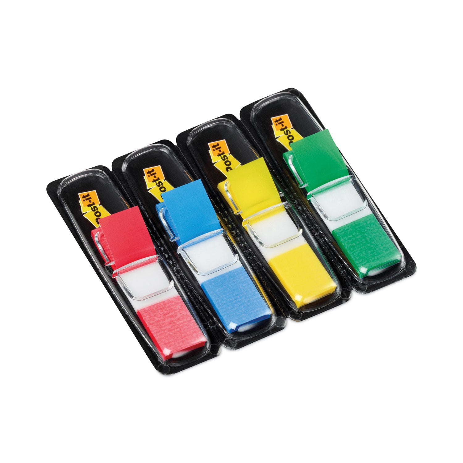 Small Page Flags in Dispensers, 0.5 x 1.75, Assorted Primary, 35/Color, 4 Dispensers/Pack - 