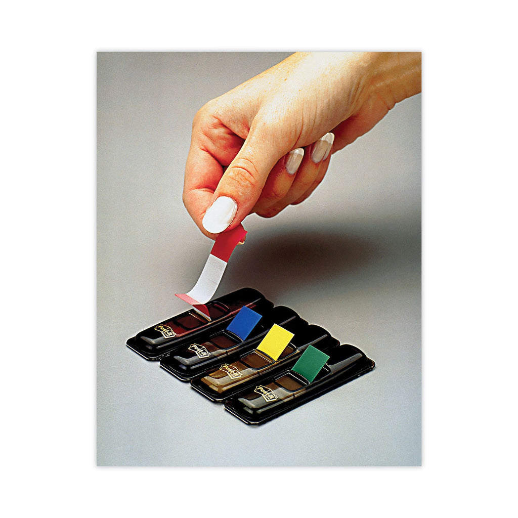 Small Page Flags in Dispensers, 0.5 x 1.75, Assorted Primary, 35/Color, 4 Dispensers/Pack - 