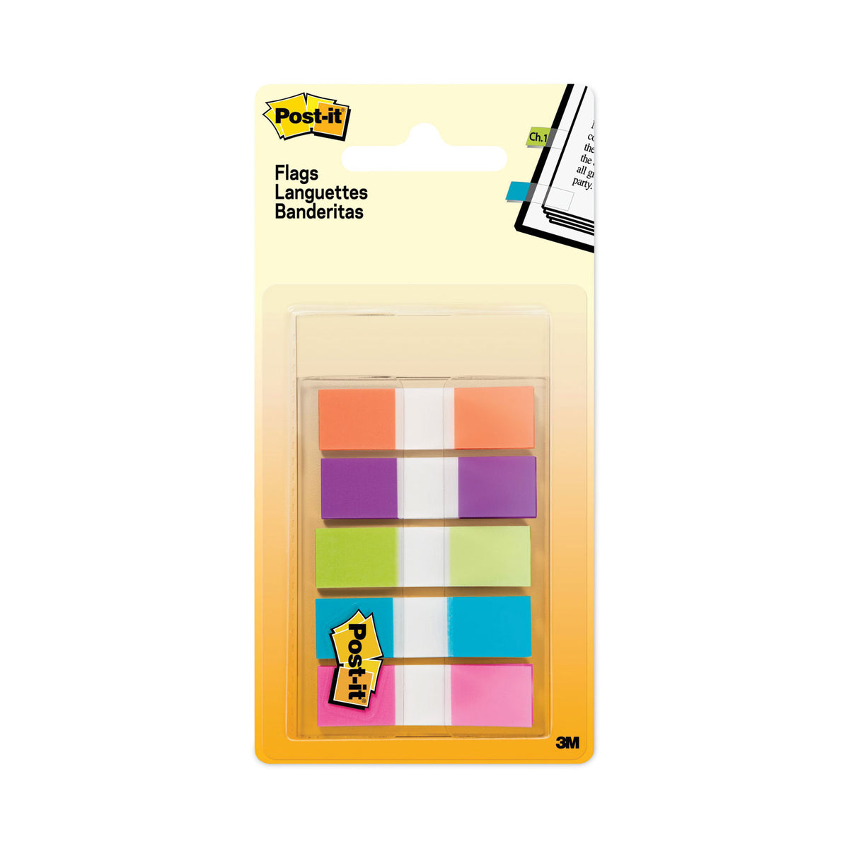 Page Flags in Portable Dispenser, Assorted Brights, 5 Dispensers, 20 Flags/Color