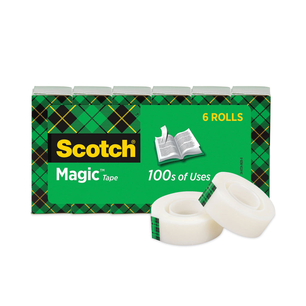 Magic Tape Refill, 1" Core, 0.75" x 36 yds, Clear, 6/Pack