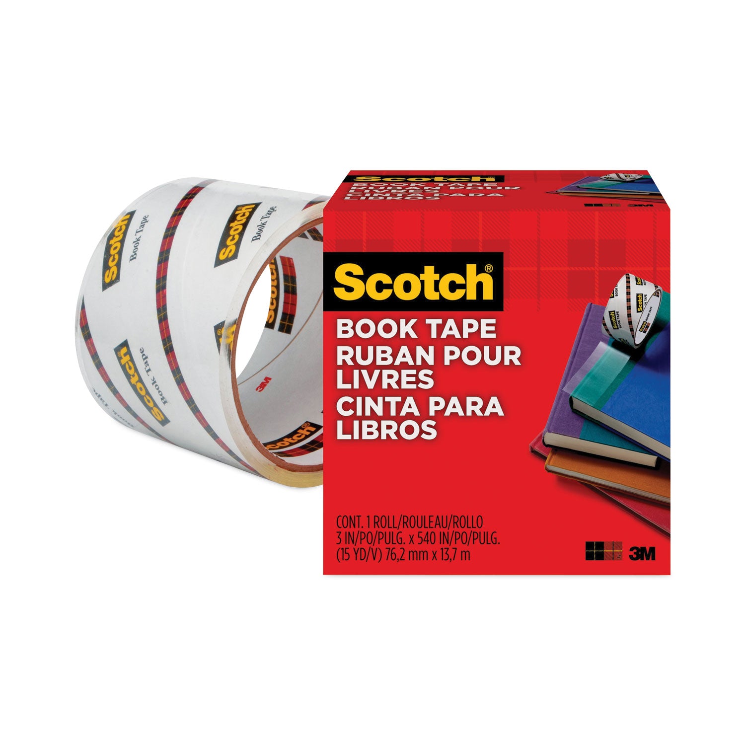 Book Tape, 3" Core, 3" x 15 yds, Clear