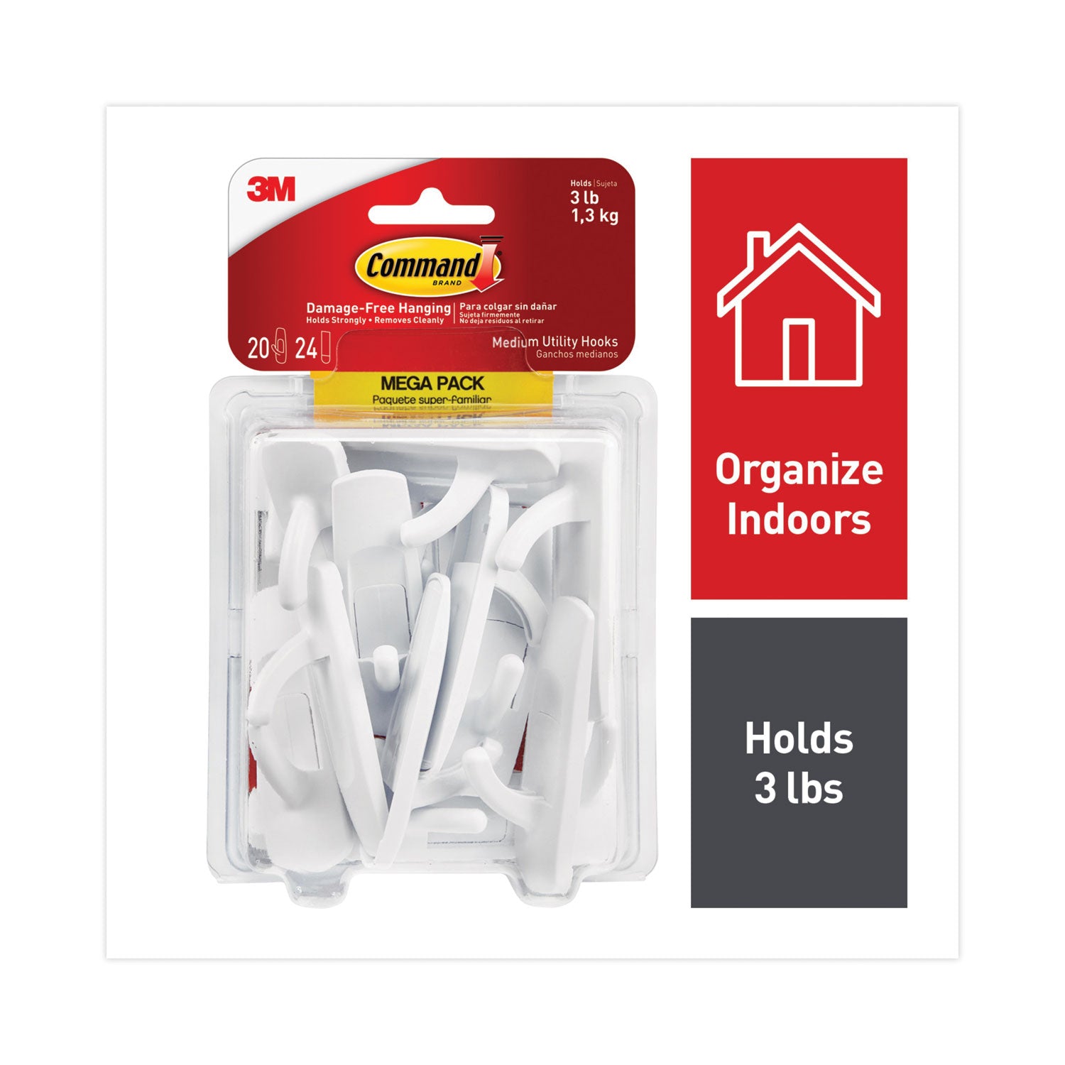 general-purpose-hooks-medium-plastic-white-3-lb-capacity-20-hooks-and-24-strips-pack_mmm17001mpes - 1