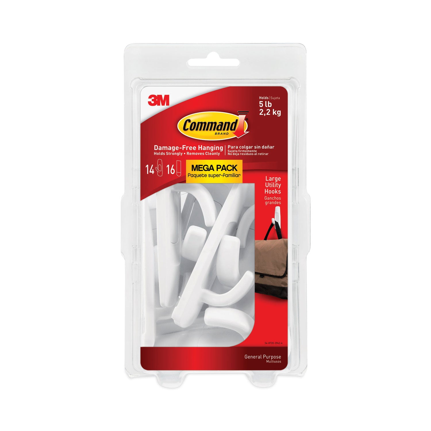 general-purpose-hooks-large-plastic-white-5-lb-capacity-14-hooks-and-16-strips-pack_mmm17003mpes - 2