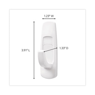General Purpose Hooks, Large, Plastic, White, 5 lb Capacity, 14 Hooks and 16 Strips/Pack