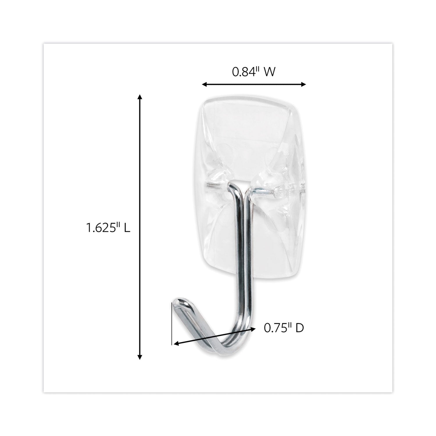 Clear Hooks and Strips, Small, Plastic/Metal, 0.5 lb, 9 Hooks and 12 Strips/Pack