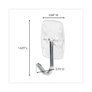 Clear Hooks and Strips, Small, Plastic/Metal, 0.5 lb, 9 Hooks and 12 Strips/Pack