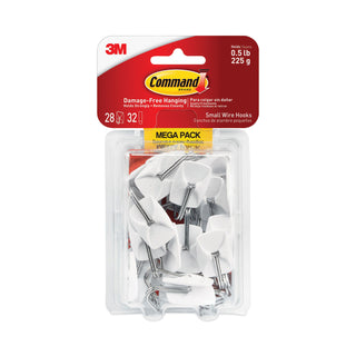 general-purpose-hooks-small-metal-white-silver-05-lb-capacity-28-hooks-and-32-strips-pack_mmm17067mpes - 2