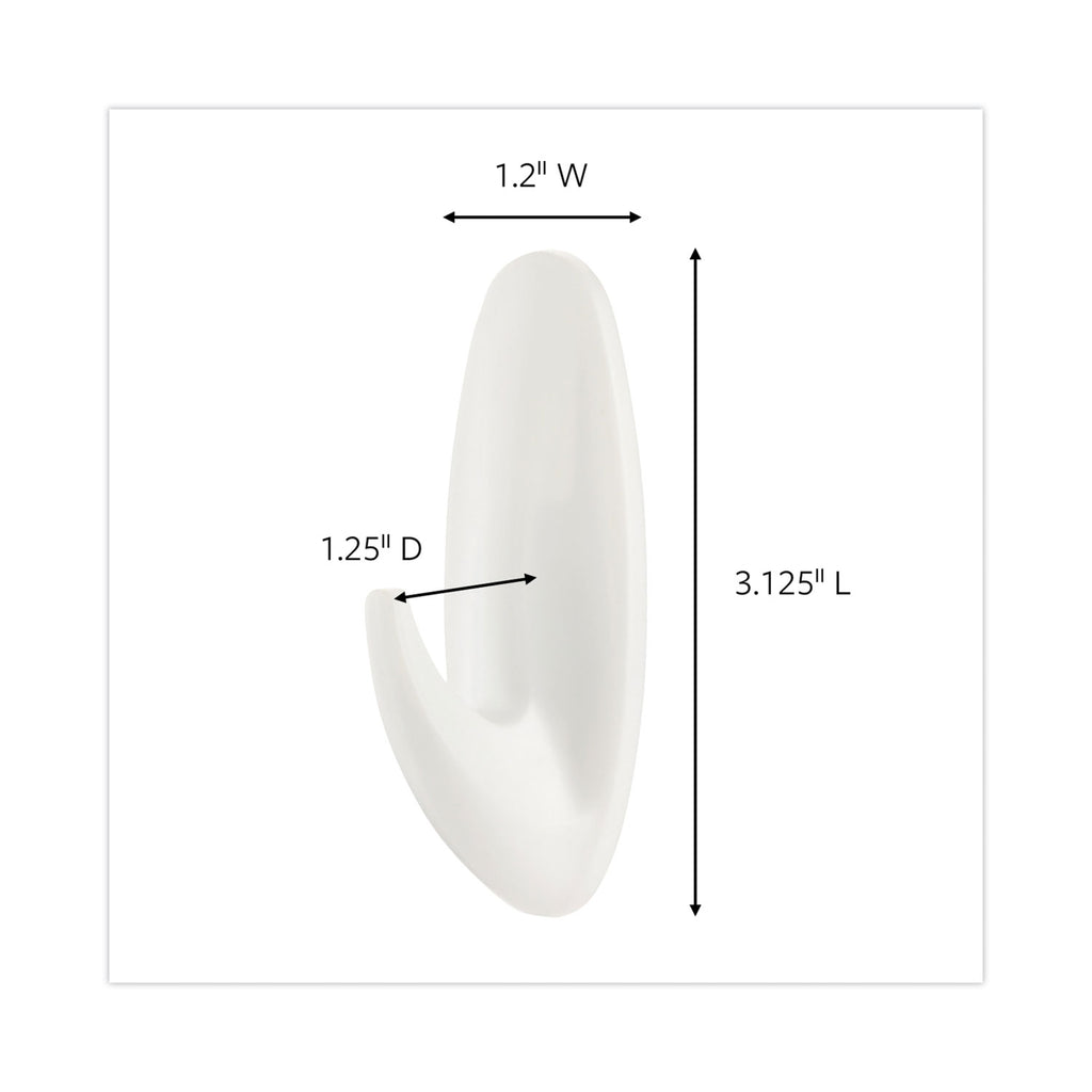General Purpose Designer Hooks, Medium, Plastic, White, 3 lb Capacity, 50 Hooks and 50 Strips/Carton