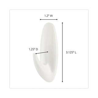 General Purpose Designer Hooks, Medium, Plastic, White, 3 lb Capacity, 50 Hooks and 50 Strips/Carton