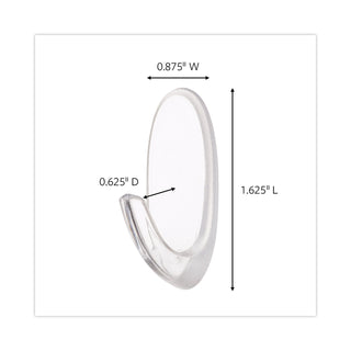 Clear Hooks and Strips, Medium, Plastic, 2 lb Capacity, 50 Hooks with 50 Adhesive Strips/Carton - 