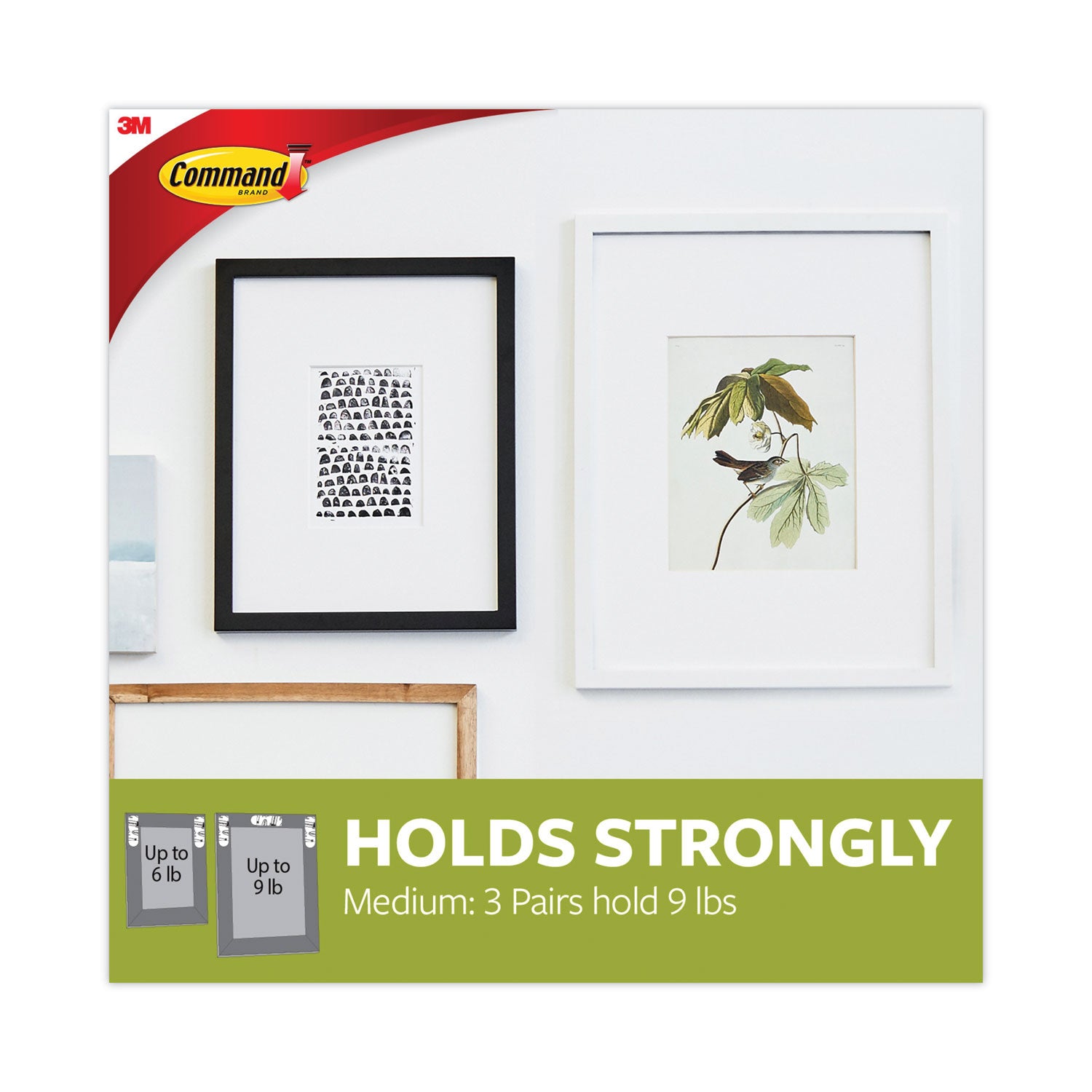 Picture Hanging Strips, Cabinet Pack, Removable, Holds Up to 6 lbs per Pair, 0.75 x 2.75, White, 4/Set, 50 Sets/Carton