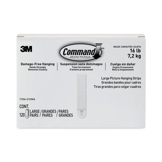 Picture Hanging Strips, Value Pack, Large, Removable, Holds Up to 16 lbs, 0.75 x 3.65, White, 120 Pairs/Pack