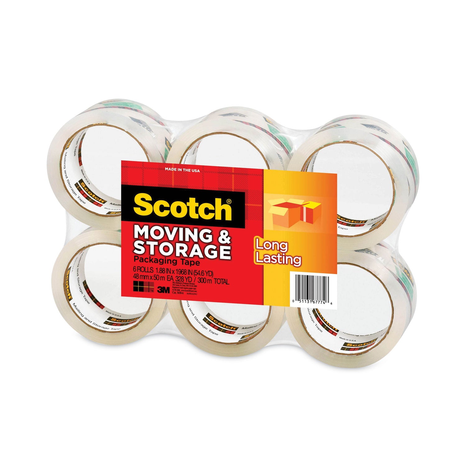 Storage Tape, 3" Core, 1.88" x 54.6 yds, Clear, 6/Pack