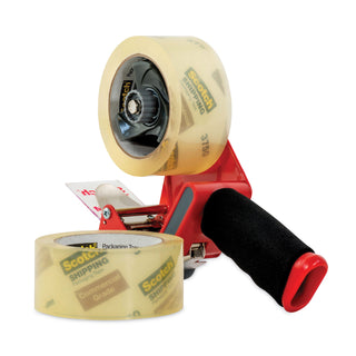 Packaging Tape Dispenser with Two Rolls of Tape, 3" Core, For Rolls Up to 0.75" x 60 yds, Red