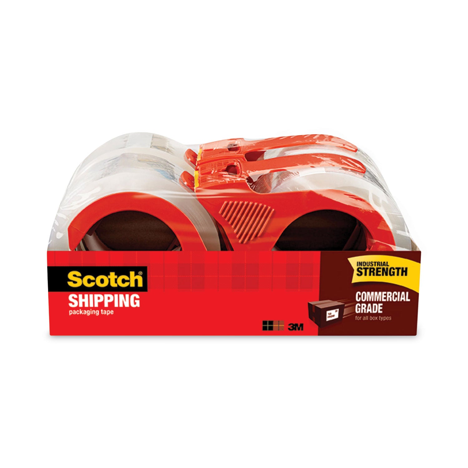 3750 Commercial Grade Packaging Tape with Dispenser, 3" Core, 1.88" x 54.6 yds, Clear, 4/Pack - 