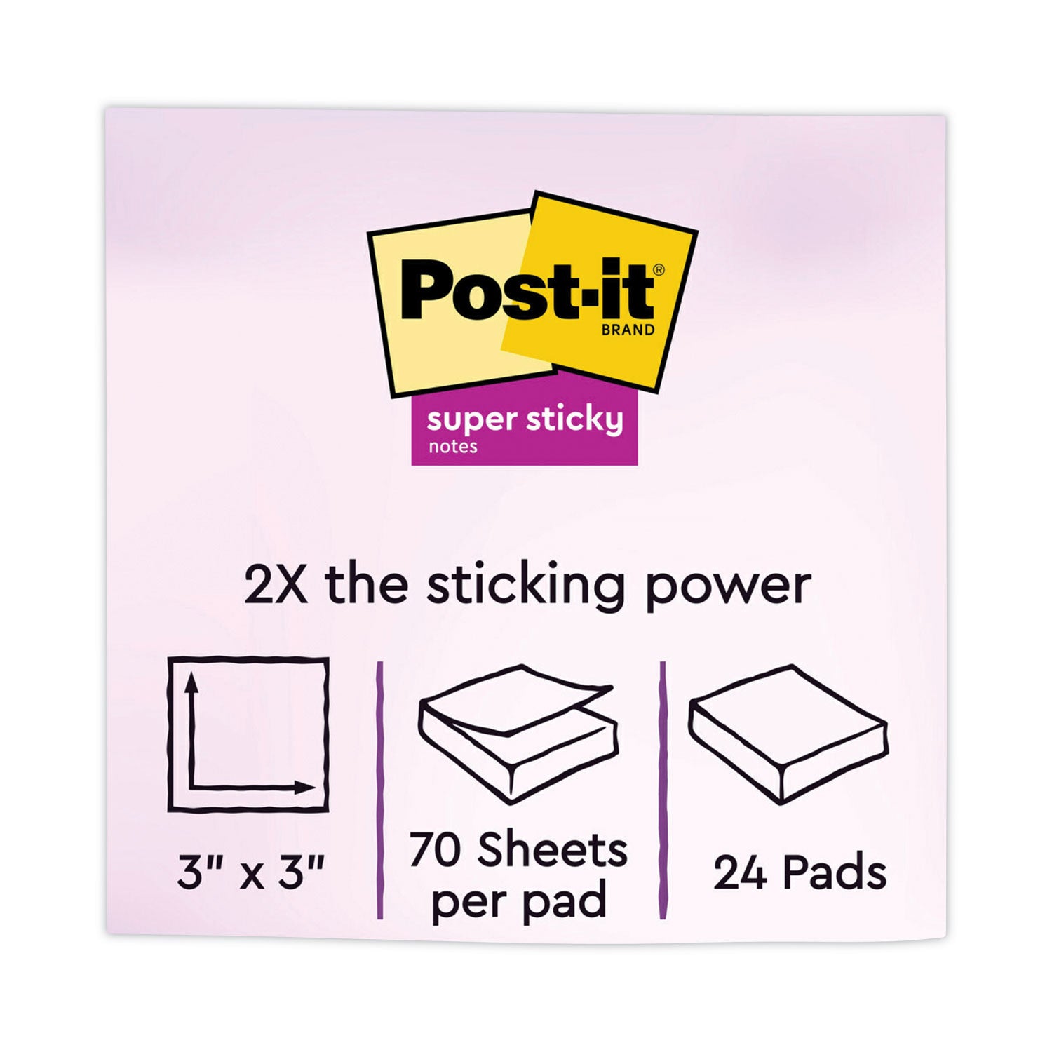 Pads in Energy Boost Collection Colors, Cabinet Pack, 3" x 3", 70 Sheets/Pad, 24 Pads/Pack - 