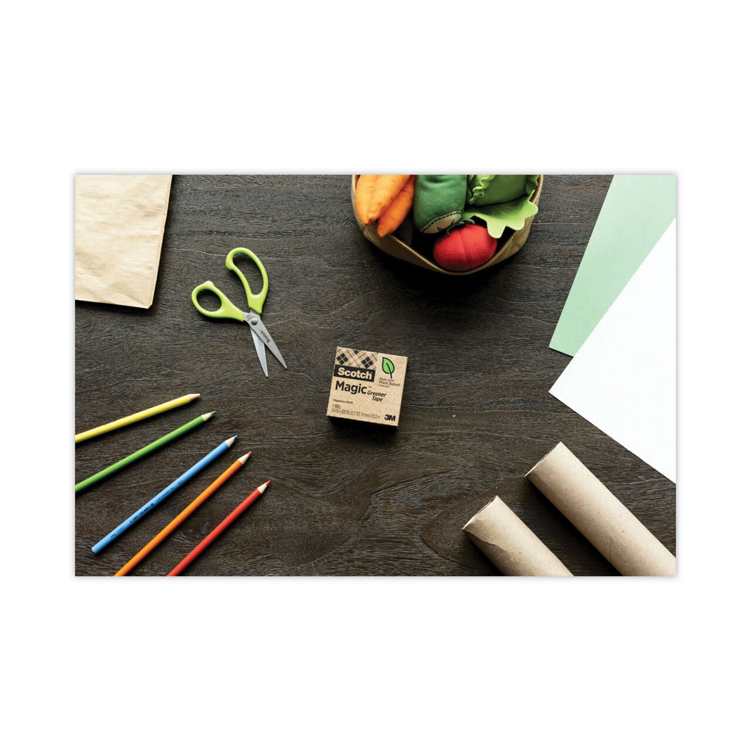 Magic Greener Tape, 1" Core, 0.75" x 75 ft, Clear, 10/Pack